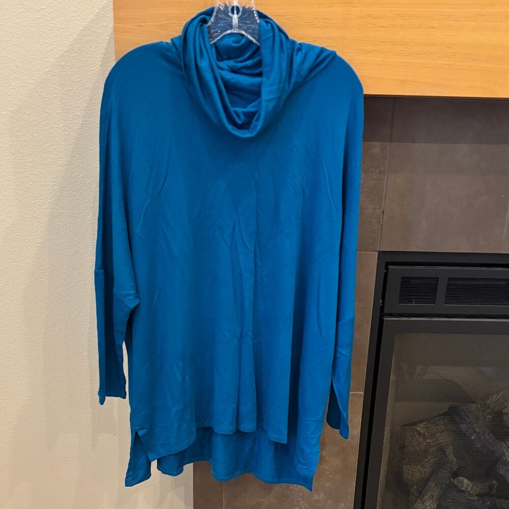 Nordstrom Caslon Drop Shoulder Cowl Neck Blue Size 1X NWT